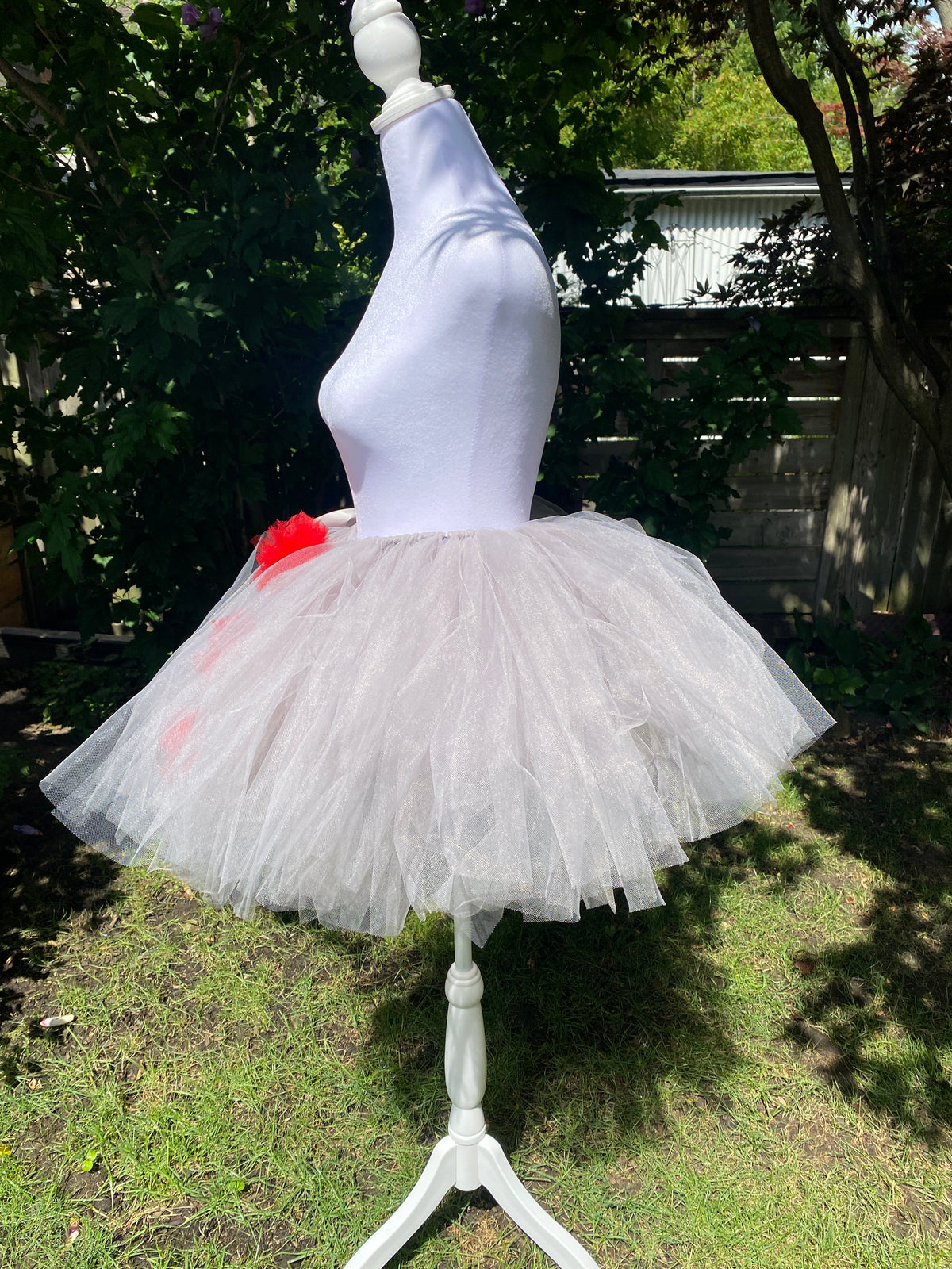 Pennywise Clown Tutu – Grey Tulle with Removable Red Pom Poms