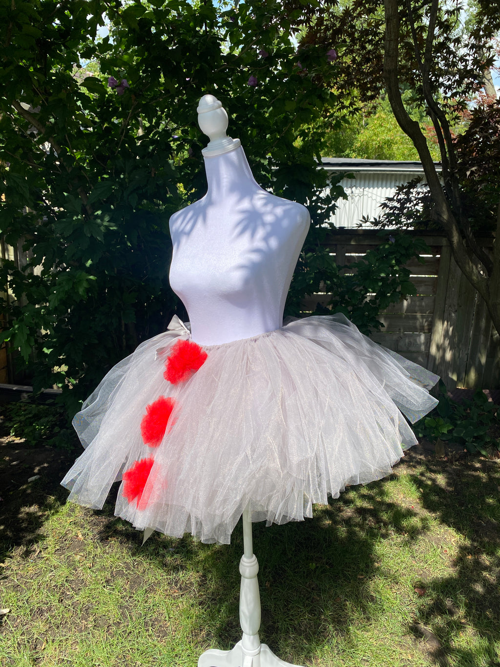 Pennywise Clown Tutu – Grey Tulle with Removable Red Pom Poms
