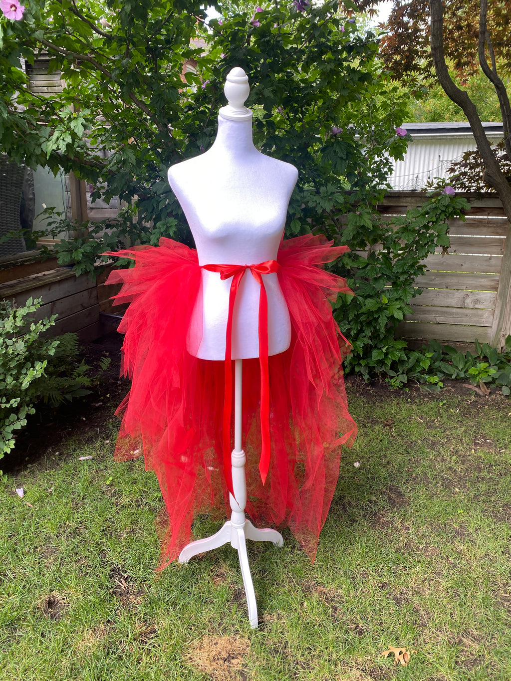 Red Pixie Cut Half Tutu — Adult Train, Tail, Bustle & Overskirt