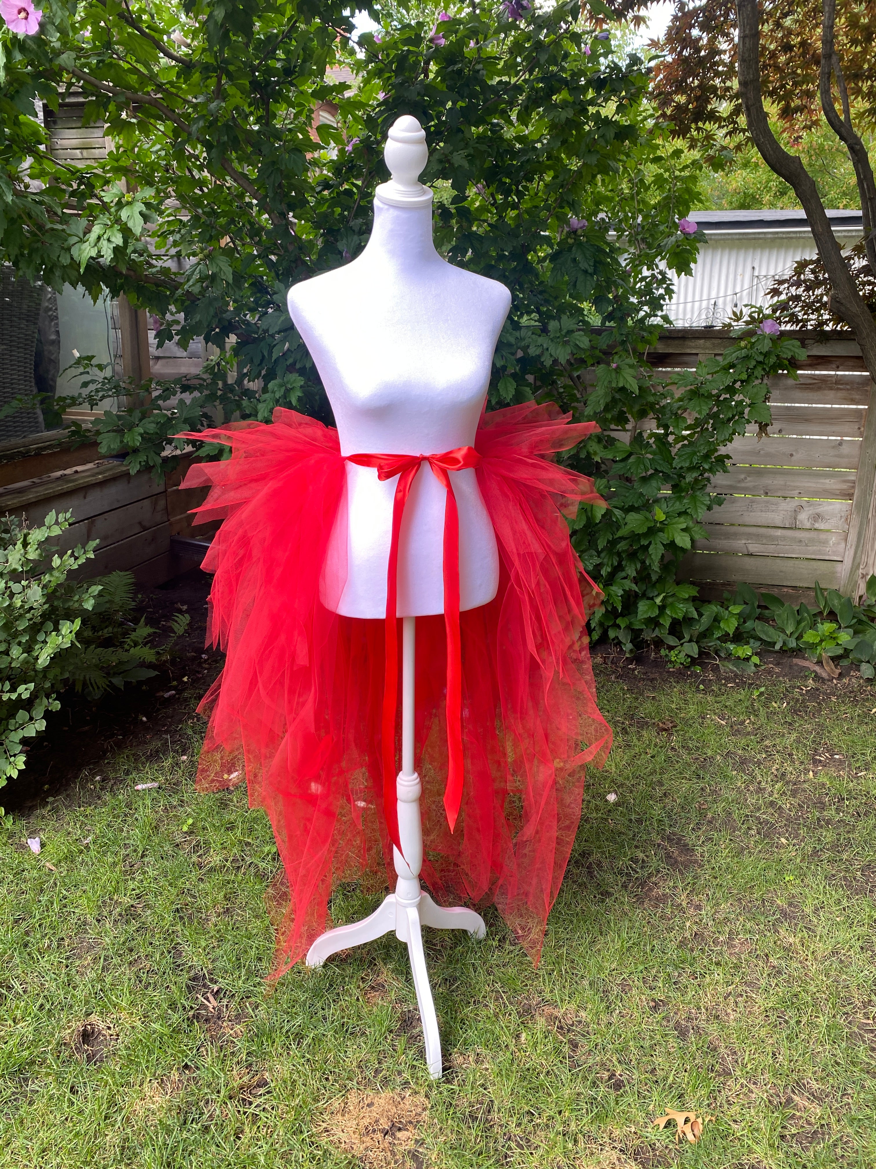 Red Pixie Cut Half Tutu — Adult Train, Tail, Bustle & Overskirt