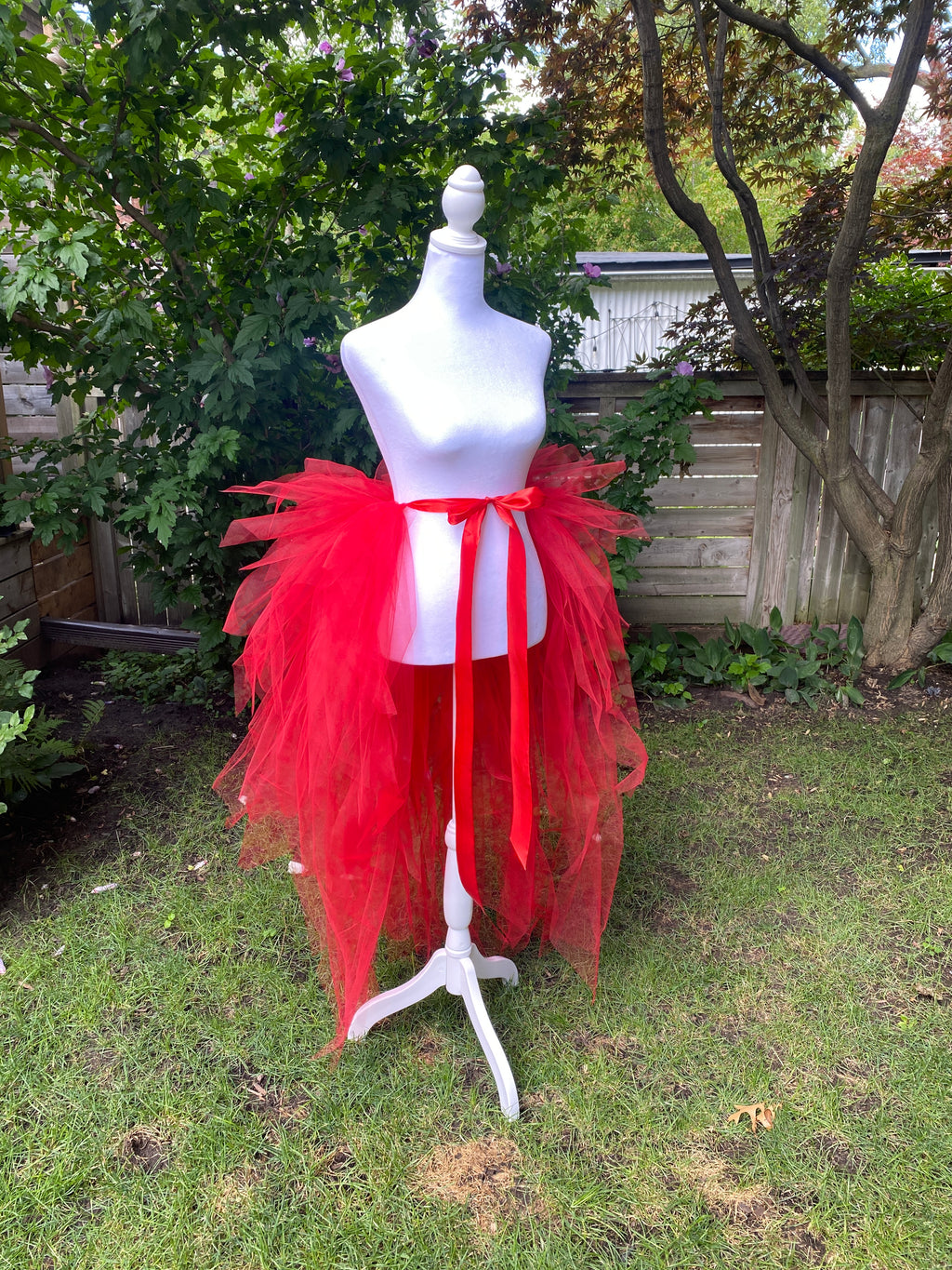 Red Pixie Cut Half Tutu — Adult Train, Tail, Bustle & Overskirt
