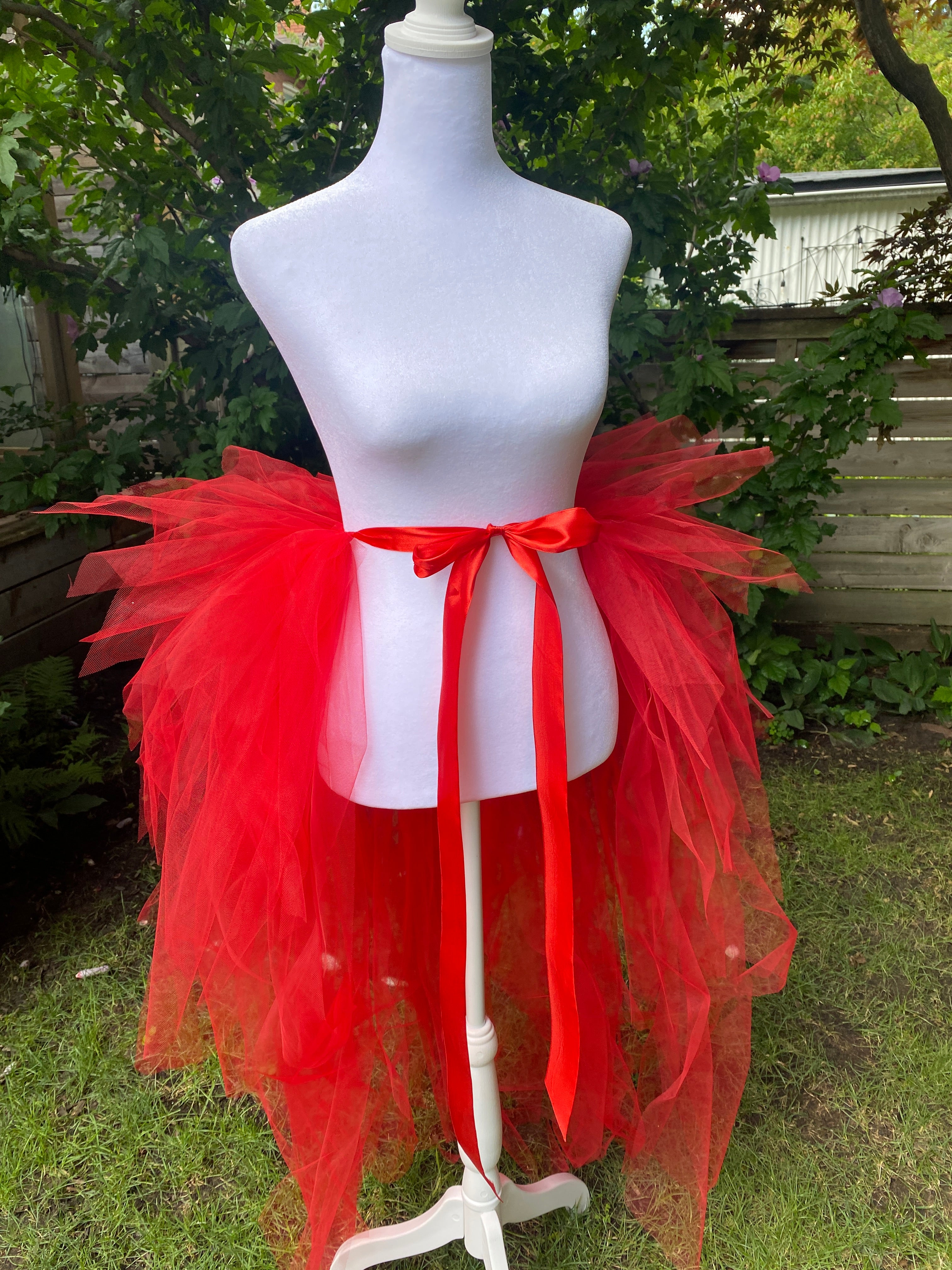 Red Pixie Cut Half Tutu — Adult Train, Tail, Bustle & Overskirt