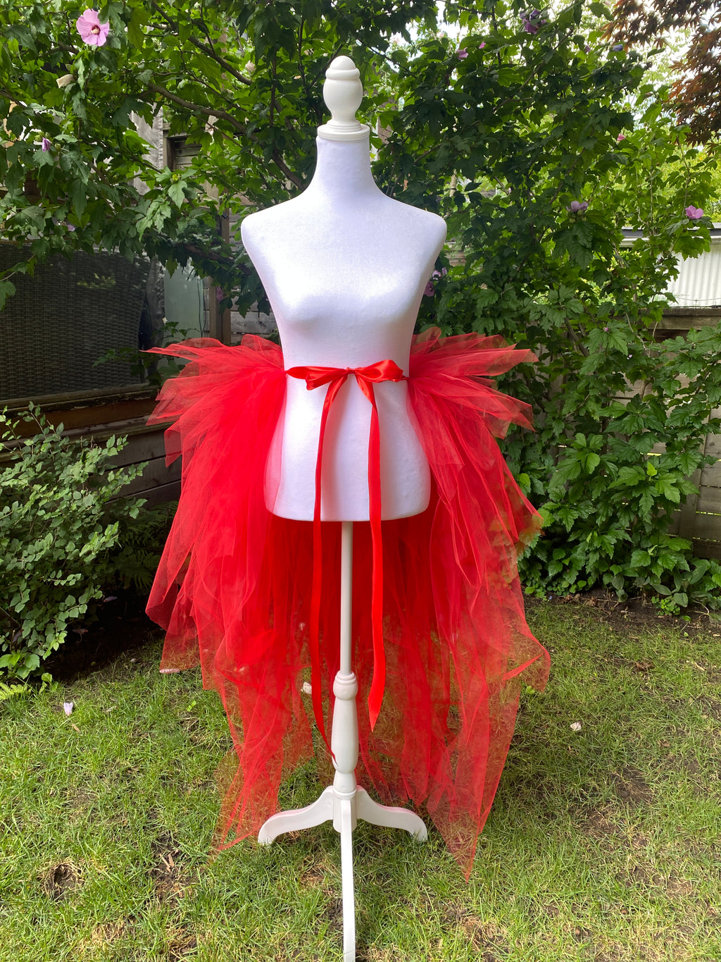 Red Pixie Cut Half Tutu — Adult Train, Tail, Bustle & Overskirt