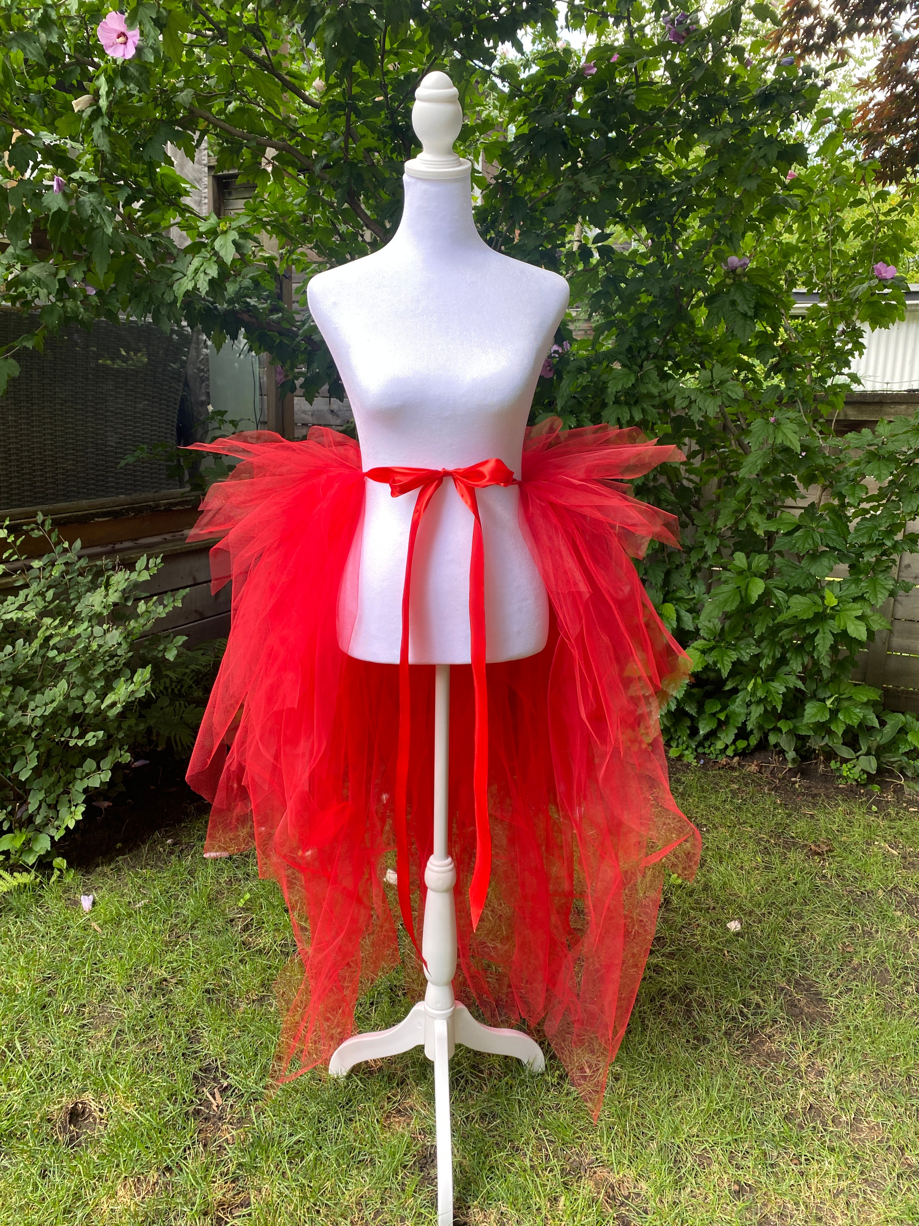 Red Pixie Cut Half Tutu — Adult Train, Tail, Bustle & Overskirt