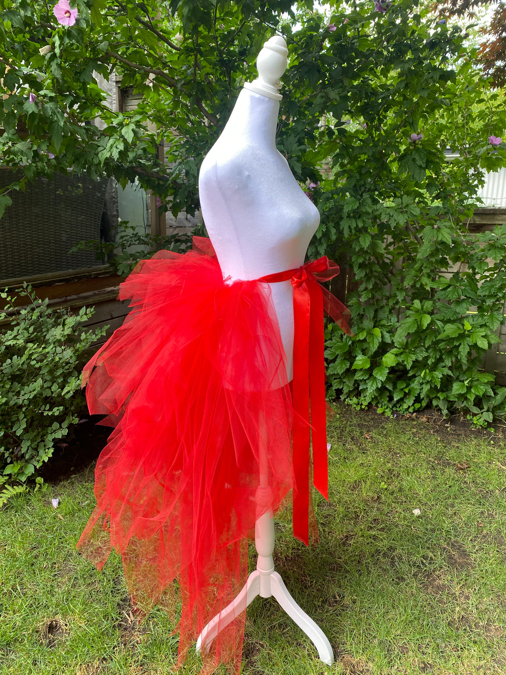 Red Pixie Cut Half Tutu — Adult Train, Tail, Bustle & Overskirt