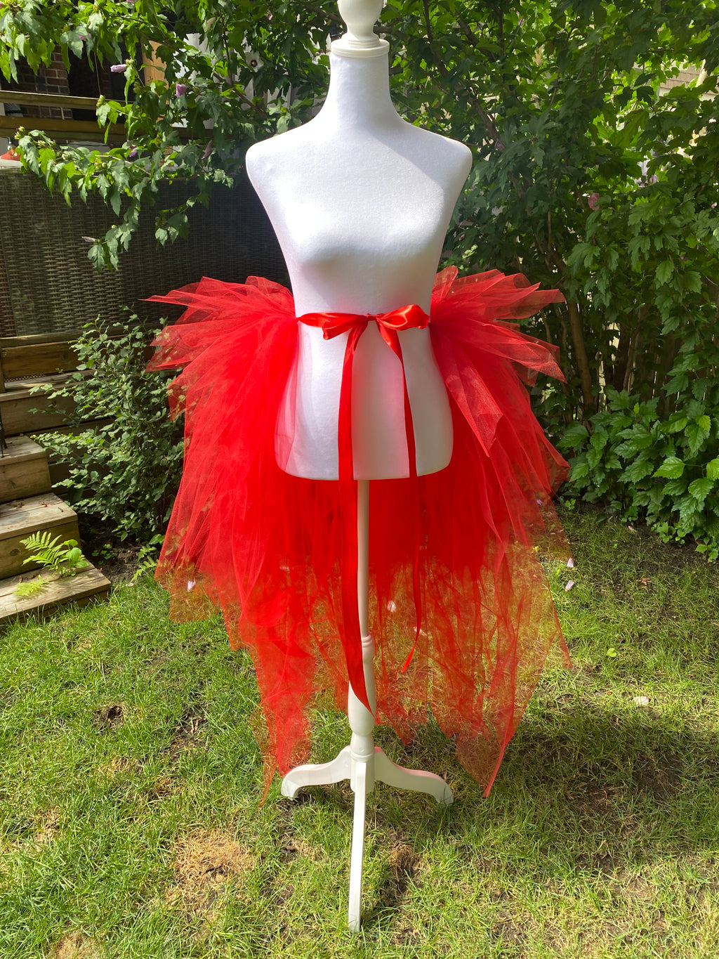 Red Pixie Cut Half Tutu — Adult Train, Tail, Bustle & Overskirt