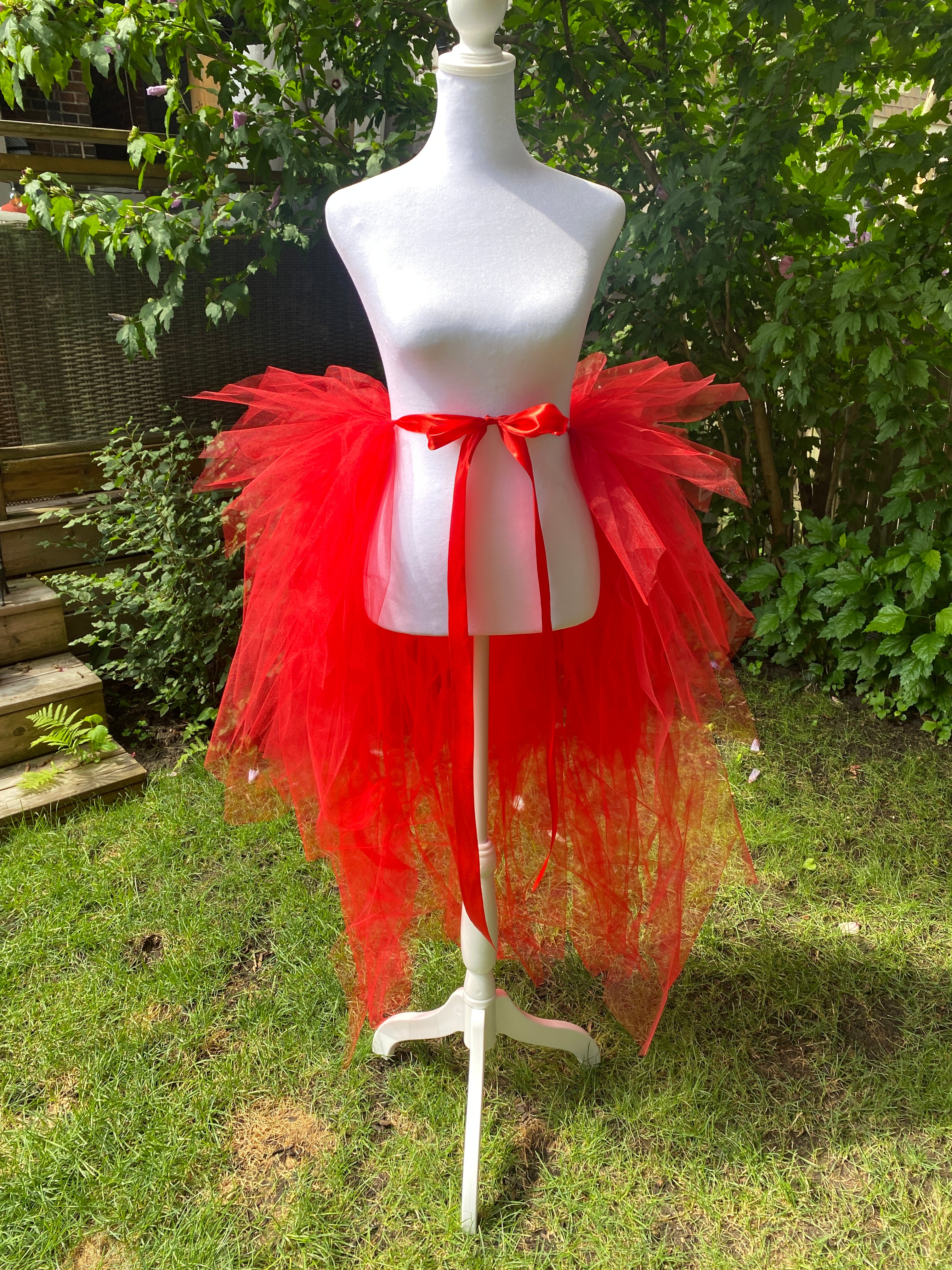 Red Pixie Cut Half Tutu — Adult Train, Tail, Bustle & Overskirt