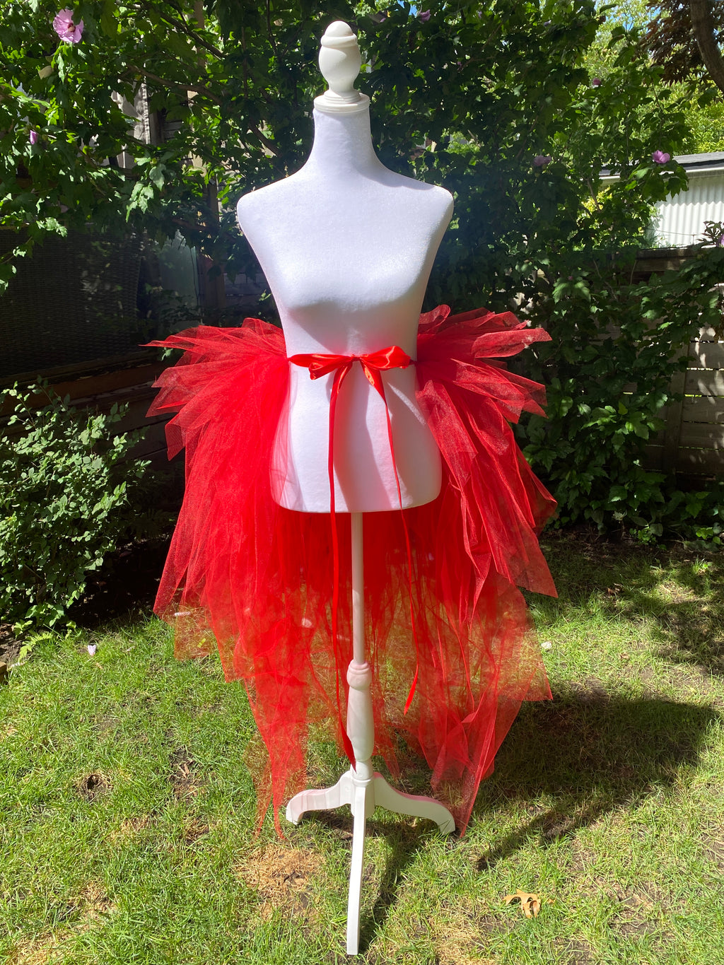 Red Pixie Cut Half Tutu — Adult Train, Tail, Bustle & Overskirt