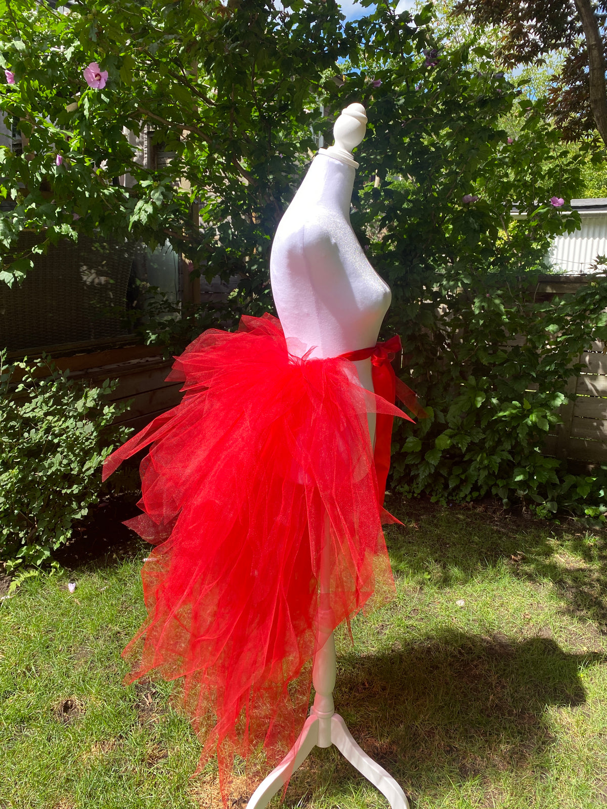 Red Pixie Cut Half Tutu — Adult Train, Tail, Bustle & Overskirt
