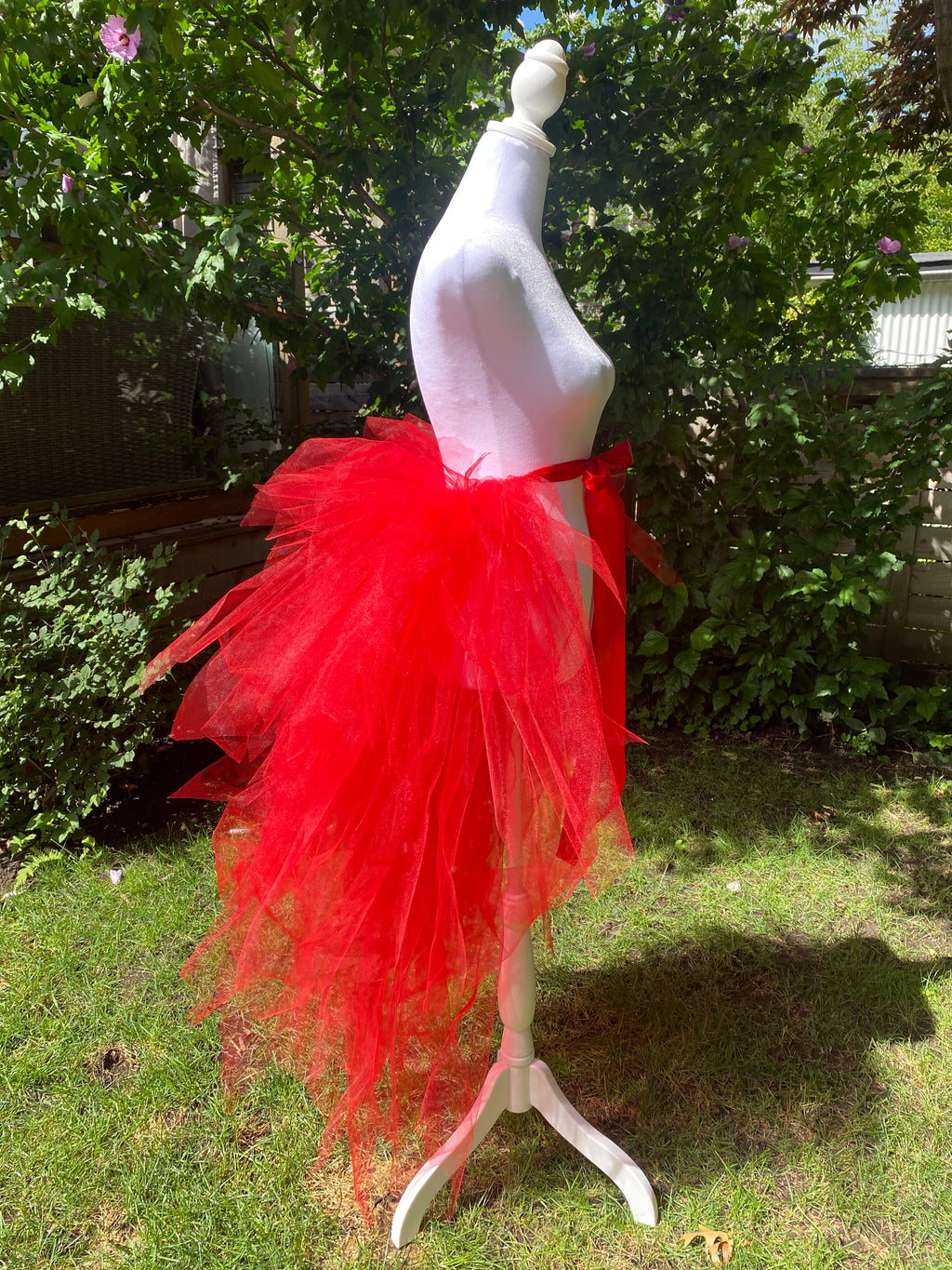 Red Pixie Cut Half Tutu — Adult Train, Tail, Bustle & Overskirt
