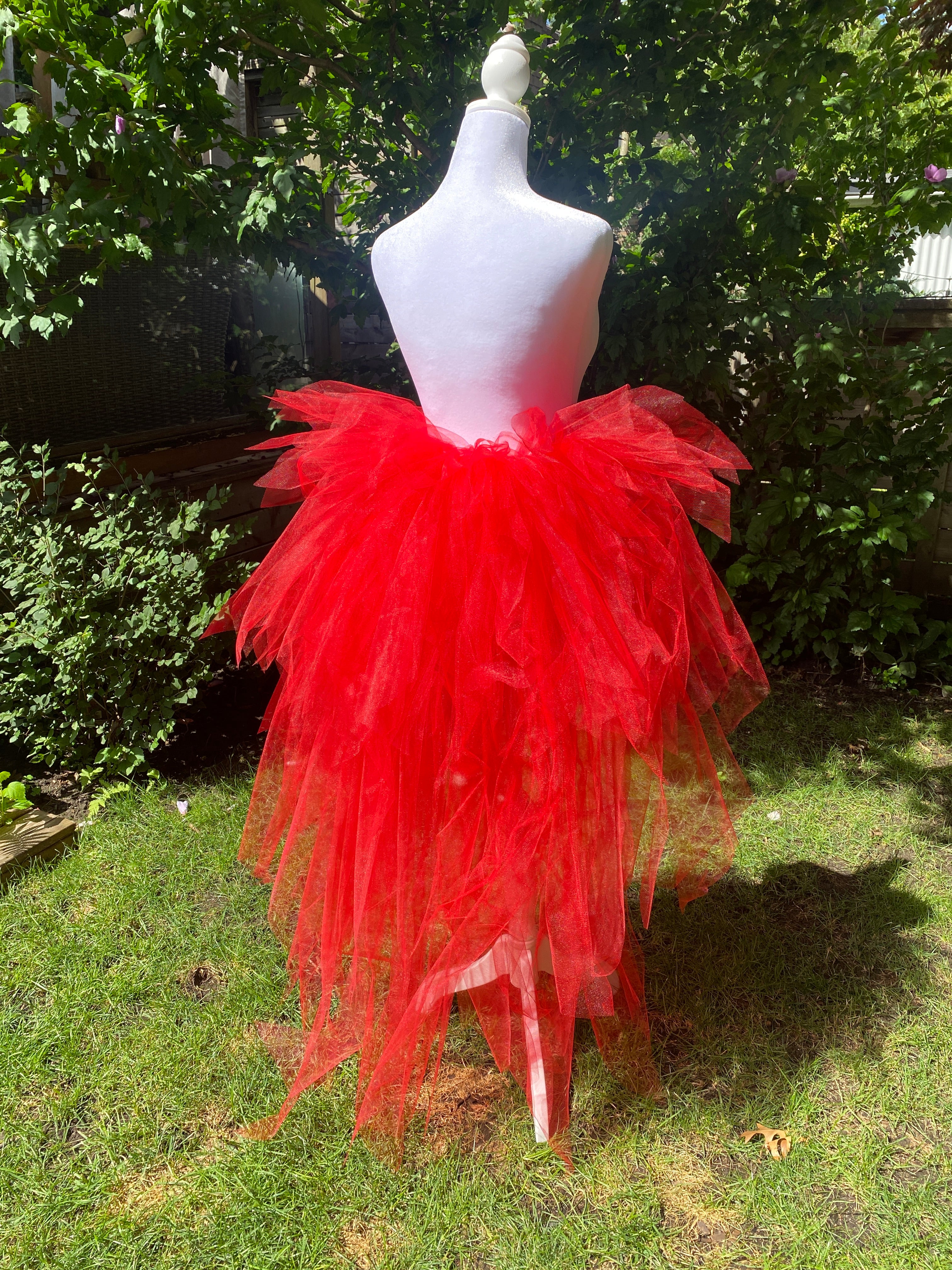 Red Pixie Cut Half Tutu — Adult Train, Tail, Bustle & Overskirt