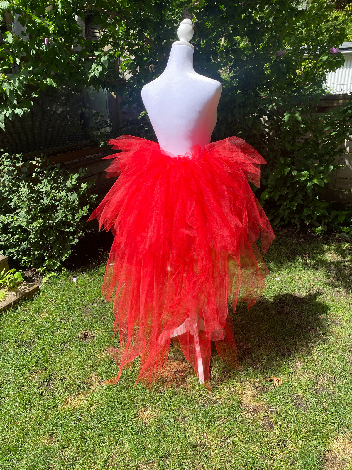 Red Pixie Cut Half Tutu — Adult Train, Tail, Bustle & Overskirt