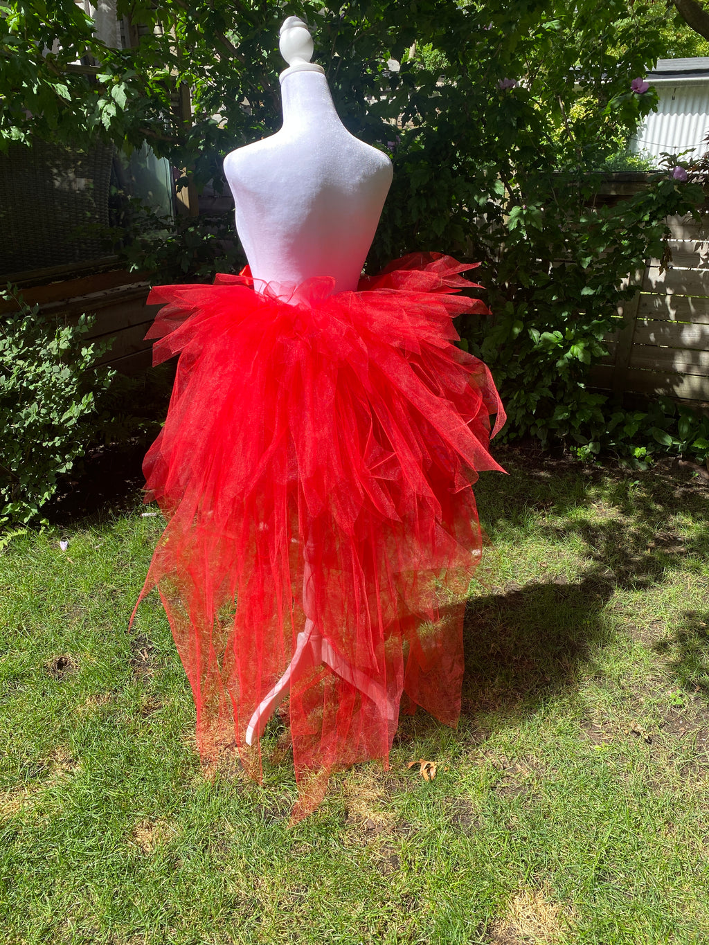 Red Pixie Cut Half Tutu — Adult Train, Tail, Bustle & Overskirt