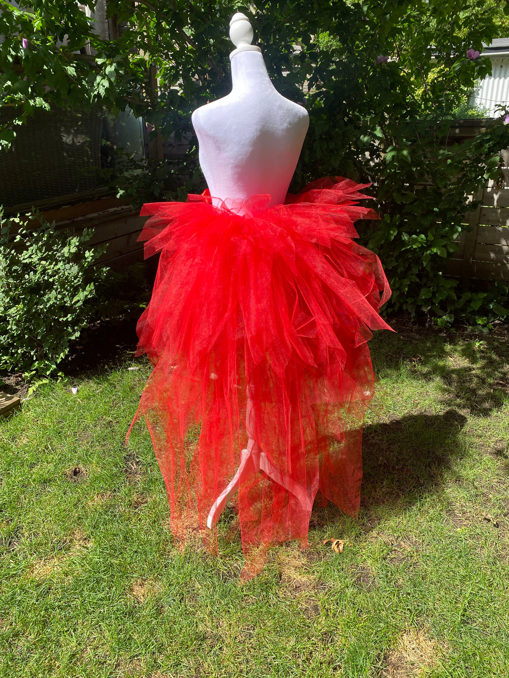 Red Pixie Cut Half Tutu — Adult Train, Tail, Bustle & Overskirt