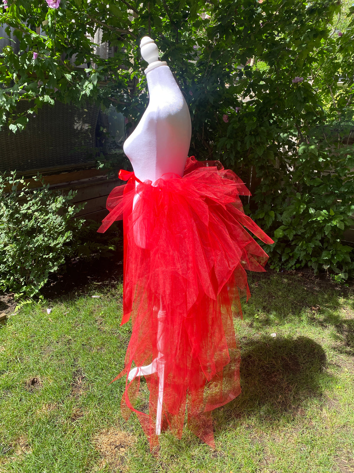 Red Pixie Cut Half Tutu — Adult Train, Tail, Bustle & Overskirt