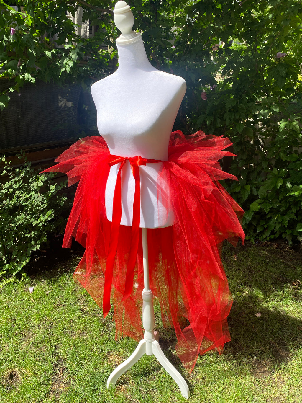 Red Pixie Cut Half Tutu — Adult Train, Tail, Bustle & Overskirt
