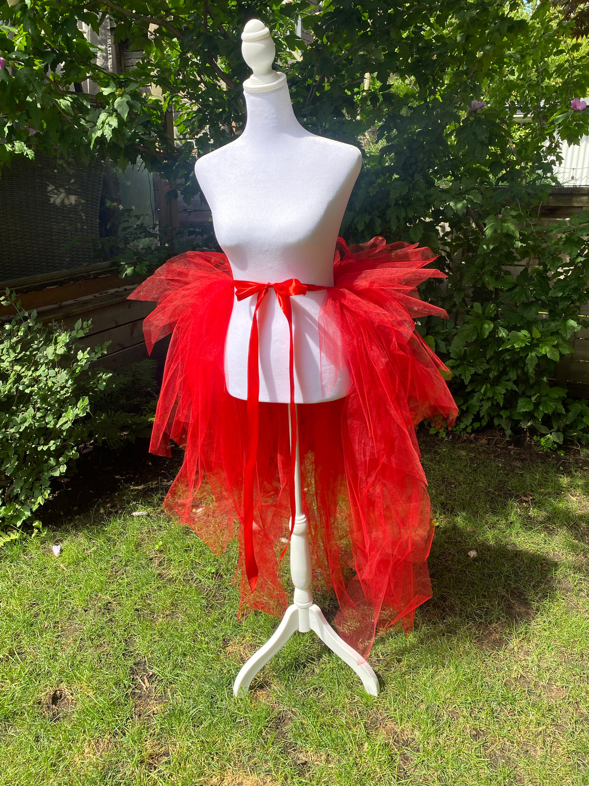 Red Pixie Cut Half Tutu — Adult Train, Tail, Bustle & Overskirt