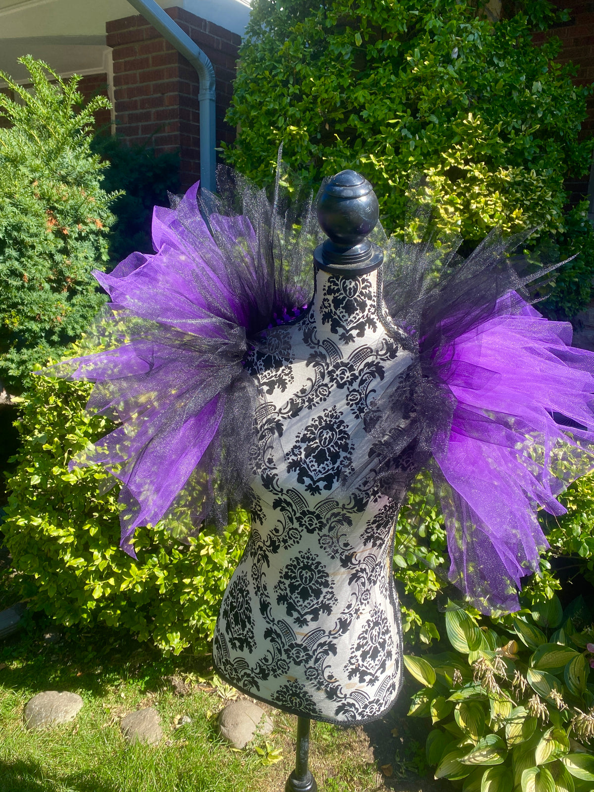Black Purple Pixie Cut Tulle Collar, Evil Queen Witch Costume Accessory, Villain Cosplay