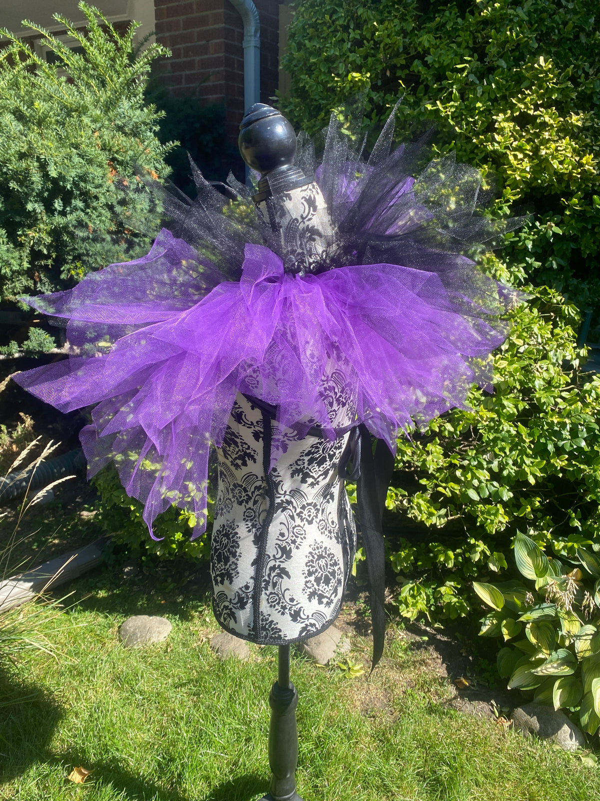 Black Purple Pixie Cut Tulle Collar, Evil Queen Witch Costume Accessory, Villain Cosplay