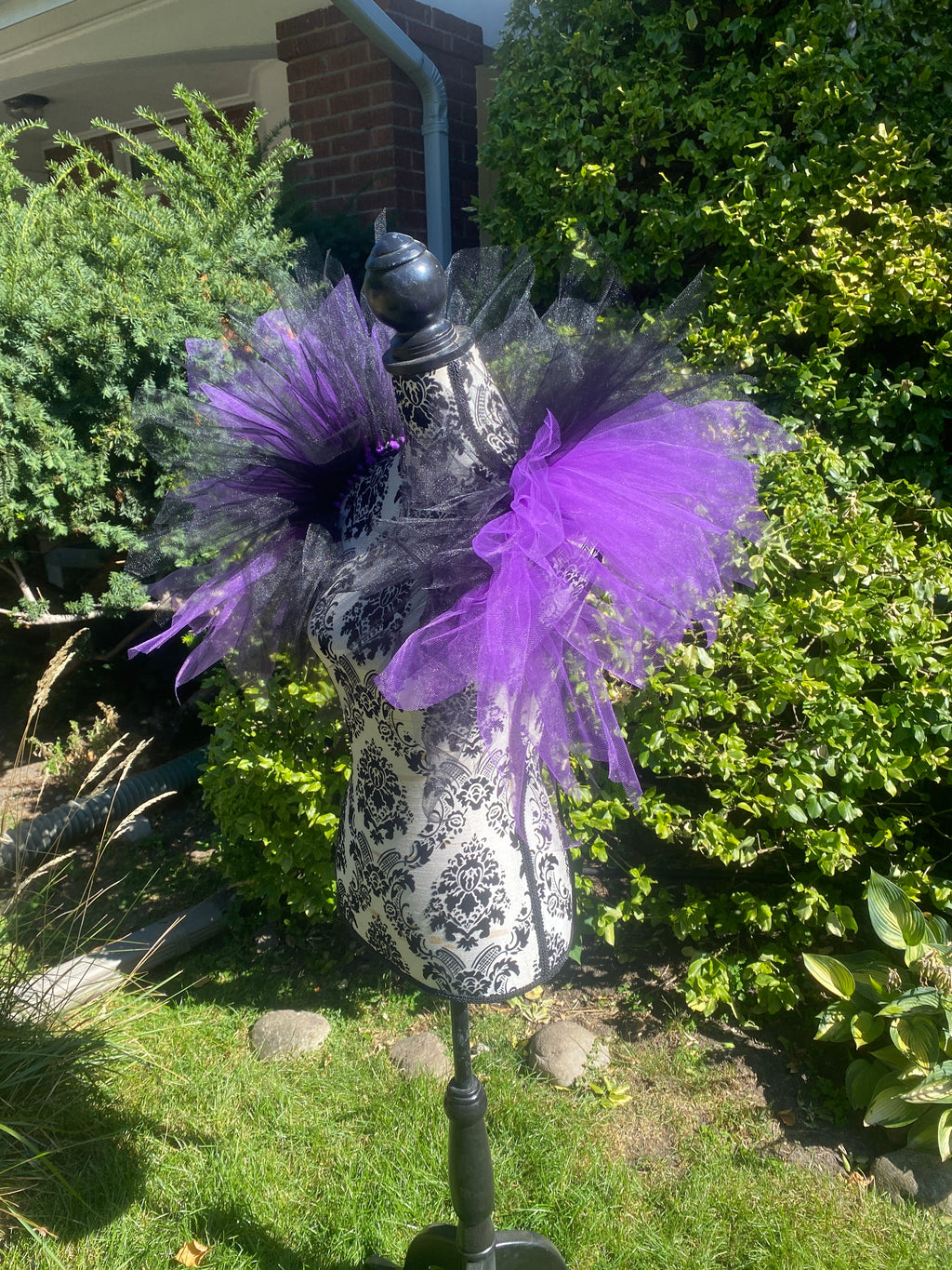 Black Purple Pixie Cut Tulle Collar, Evil Queen Witch Costume Accessory, Villain Cosplay