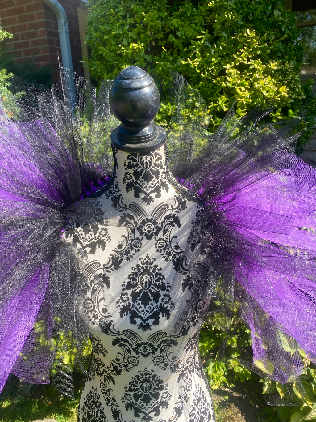 Black Purple Pixie Cut Tulle Collar, Evil Queen Witch Costume Accessory, Villain Cosplay