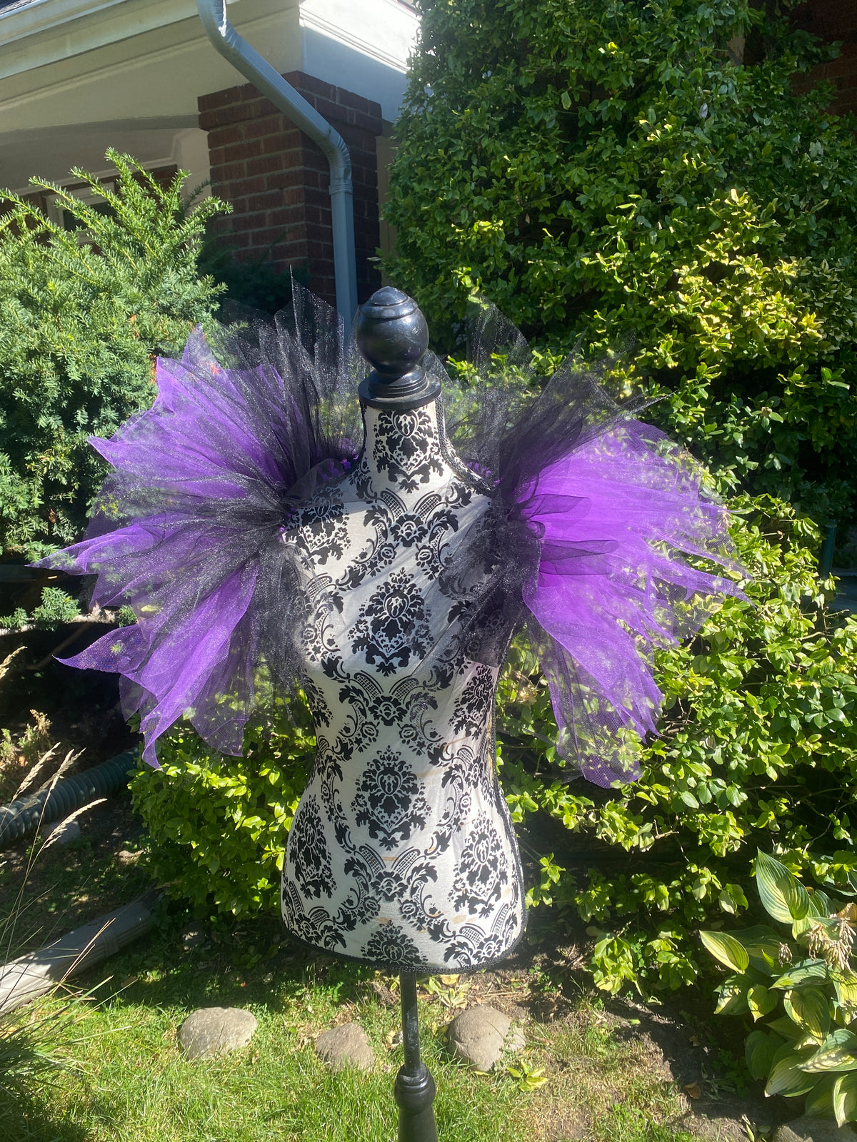 Black Purple Pixie Cut Tulle Collar, Evil Queen Witch Costume Accessory, Villain Cosplay