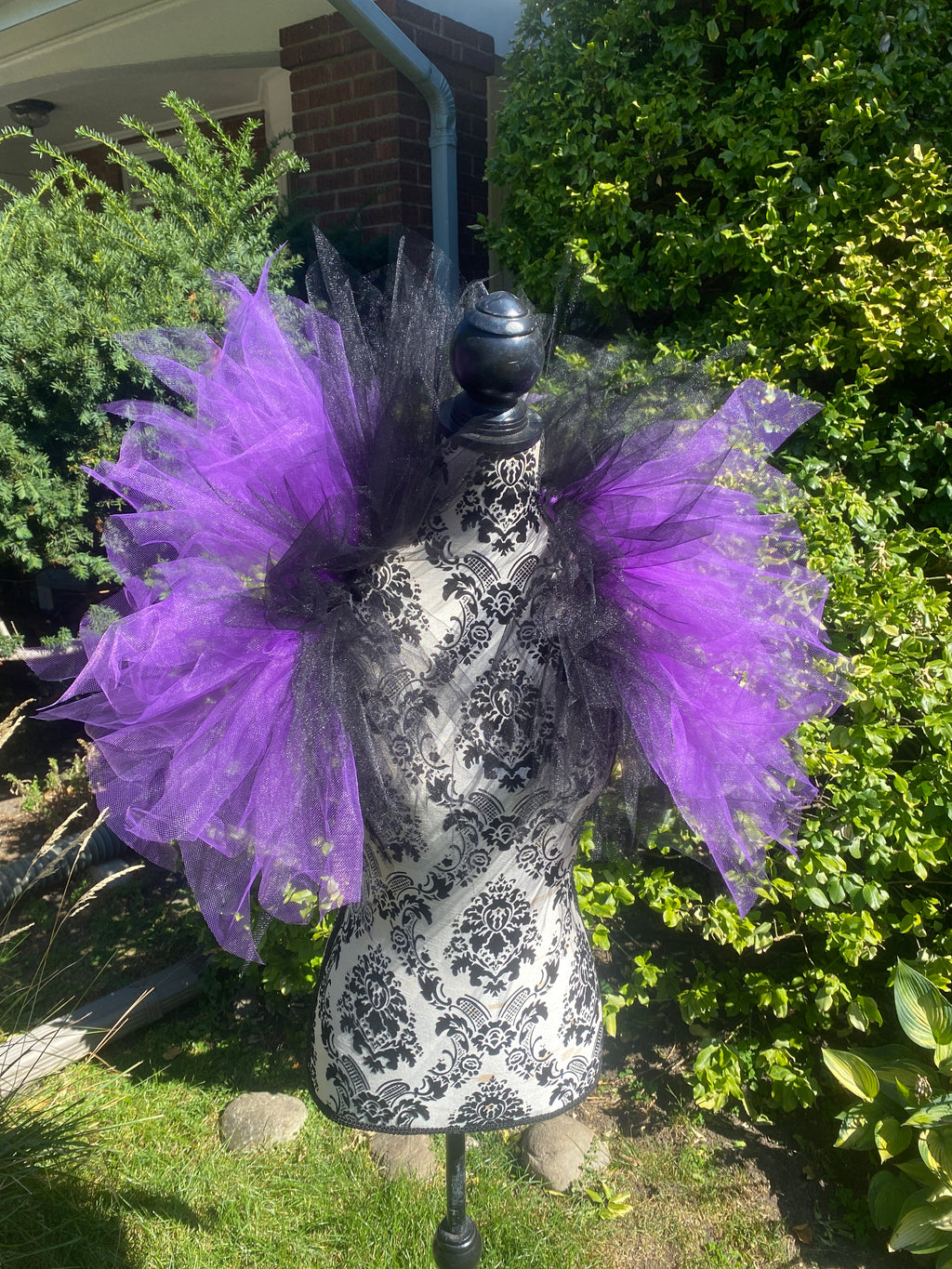 Black Purple Pixie Cut Tulle Collar, Evil Queen Witch Costume Accessory, Villain Cosplay
