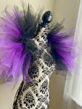 Black Purple Pixie Cut Tulle Collar, Evil Queen Witch Costume Accessory, Villain Cosplay