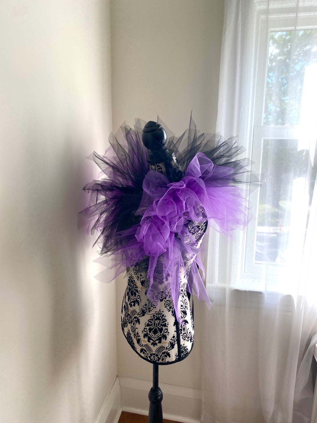 Black Purple Pixie Cut Tulle Collar, Evil Queen Witch Costume Accessory, Villain Cosplay