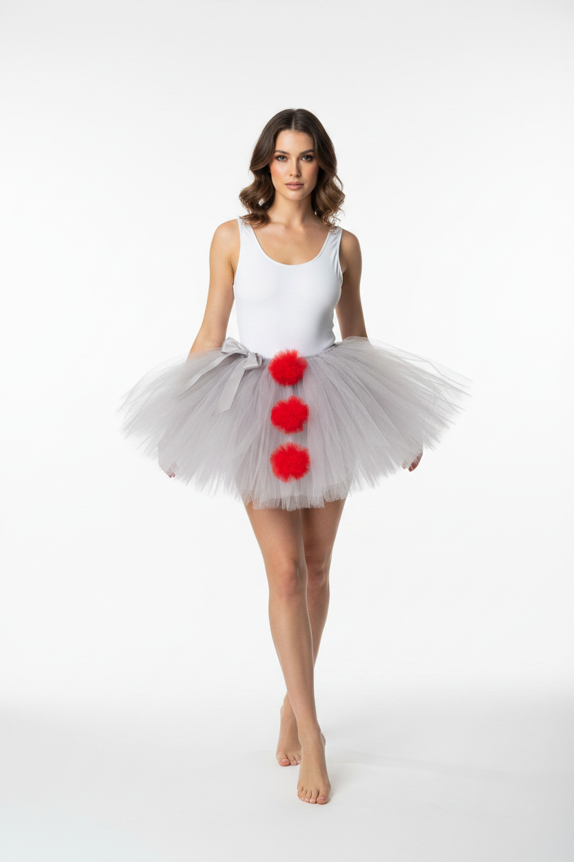 Grey Tutu with Bodysuit - No Clown Makeup