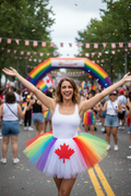 Model wearing Canada Pride Flag Tutu at Pride parade