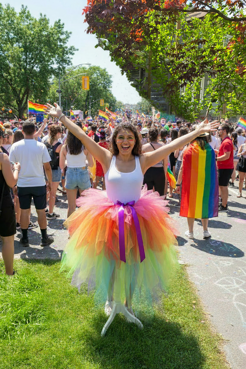 Rainbow tutu at Pride - clean