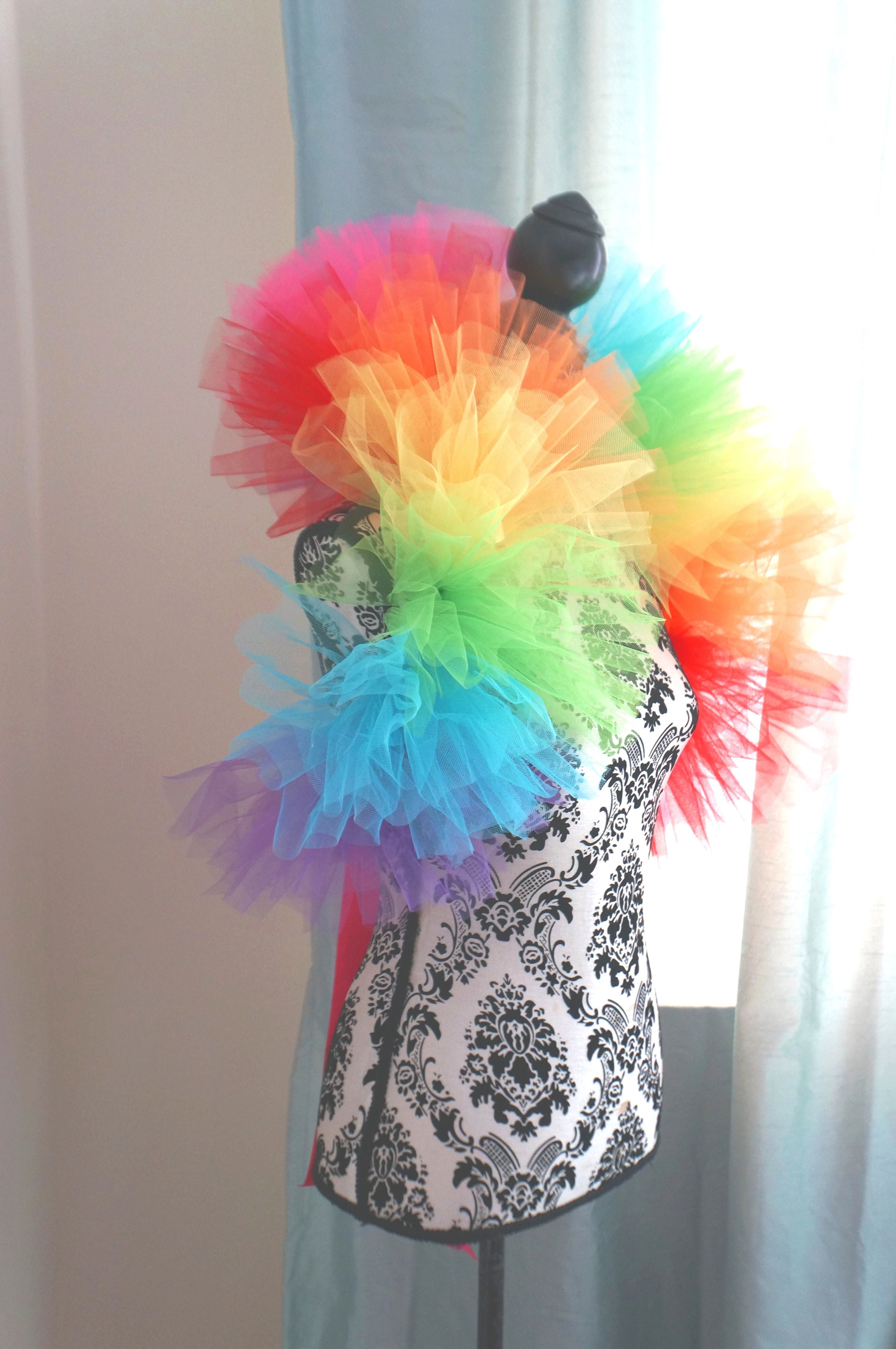 Rainbow Tulle Boa – Handmade Pride Parade & Burlesque Shoulder Boa